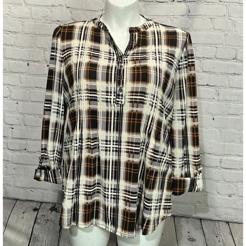 NEW Kim Rogers Women’s Multicolored Plaid Tunic Top (Size XL)